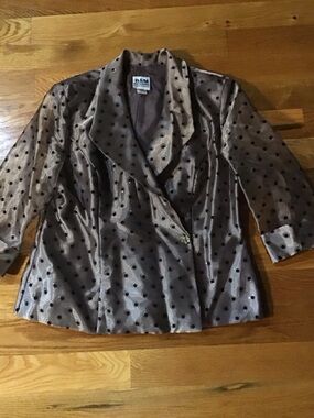 R&M Richards Taupe Satin Polka Dot Blazer dressy size 14